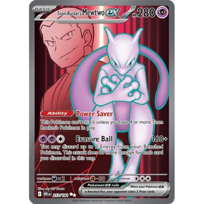 213/182 - Team Rocket's Mewtwo ex - Ultra Rare ✩✩ - SV Destined Rivals (DRI)